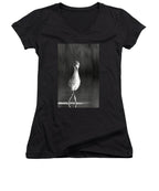 Curious Young Bird Standing in Water - Women's V-Neck