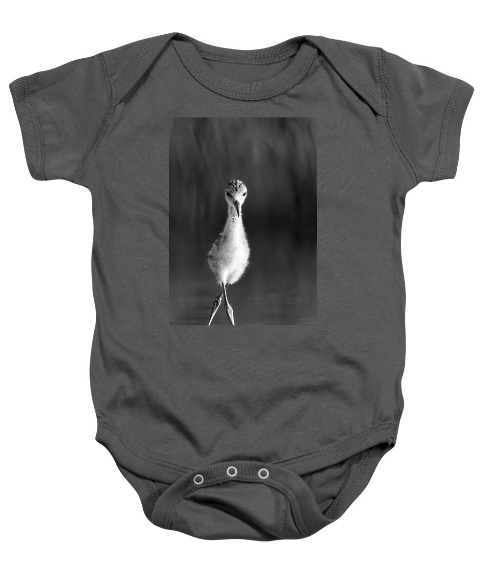Curious Young Bird Standing in Water - Baby One-Piece