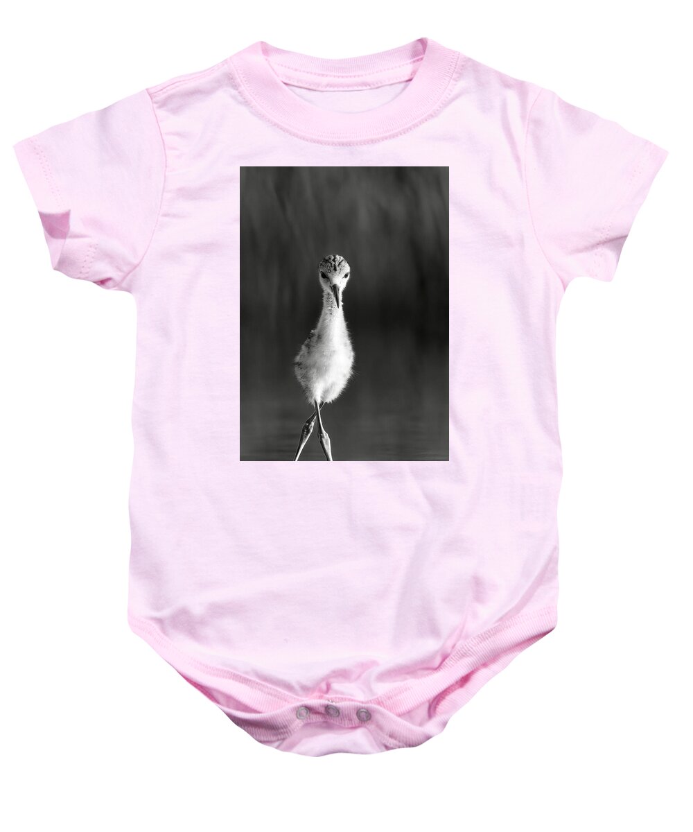 Curious Young Bird Standing in Water - Baby One-Piece