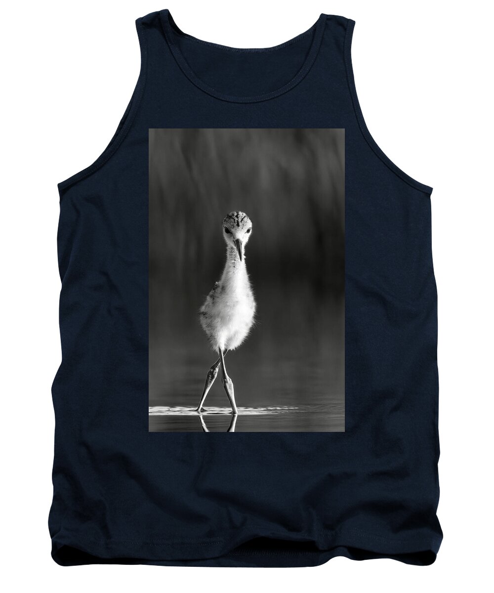 Curious Young Bird Standing in Water - Tank Top