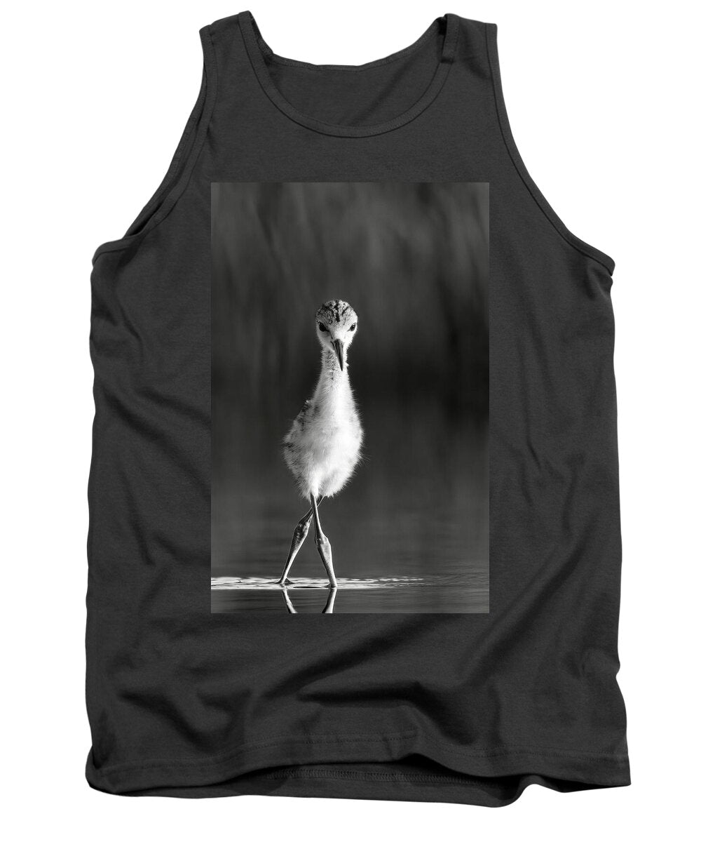 Curious Young Bird Standing in Water - Tank Top