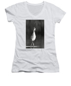 Curious Young Bird Standing in Water - Women's V-Neck