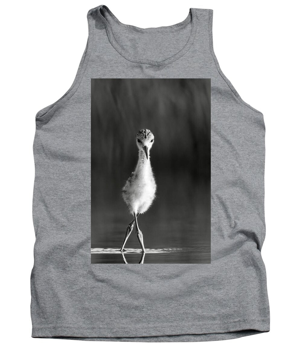 Curious Young Bird Standing in Water - Tank Top