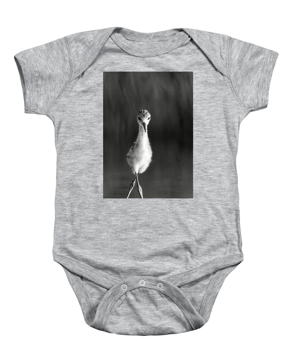 Curious Young Bird Standing in Water - Baby One-Piece