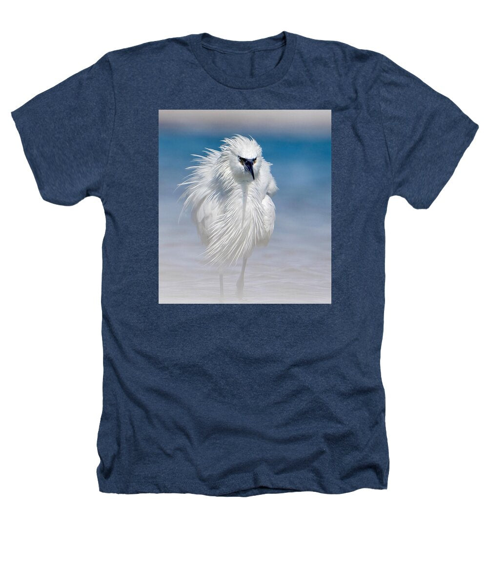 Elegant White Egret in Water - Heathers T-Shirt