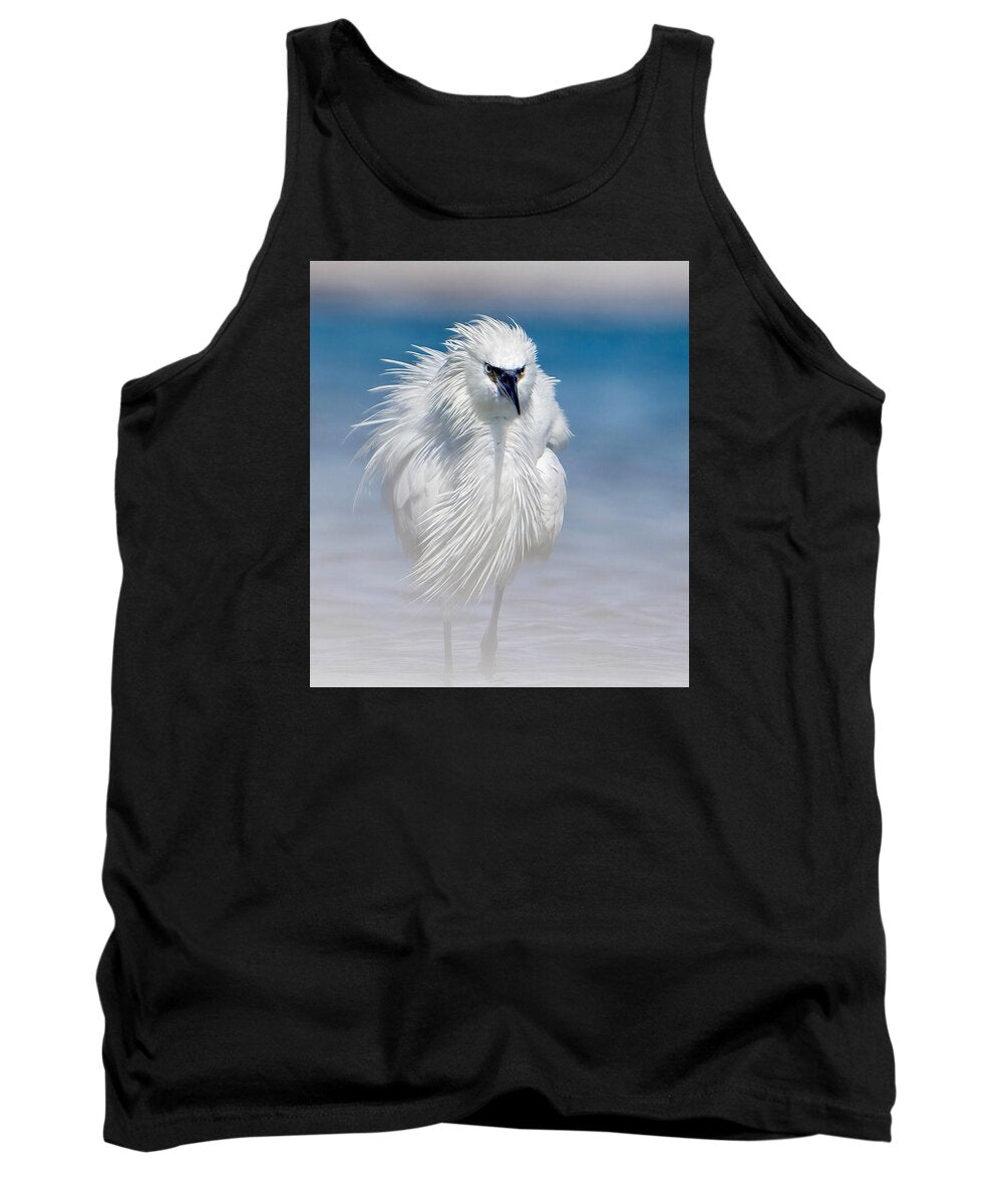 Elegant White Egret in Water - Tank Top