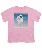 Elegant White Egret in Water - Youth T-Shirt