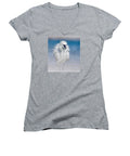 Elegant White Egret in Water - Women's V-Neck