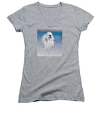 Elegant White Egret in Water - Women's V-Neck