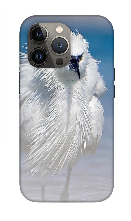 Elegant White Egret in Water - Phone Case