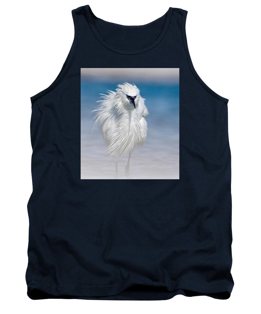 Elegant White Egret in Water - Tank Top