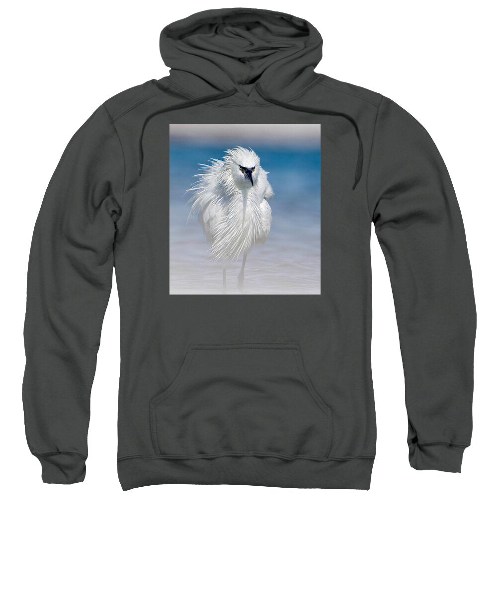 Elegant White Egret in Water - Sweatshirt