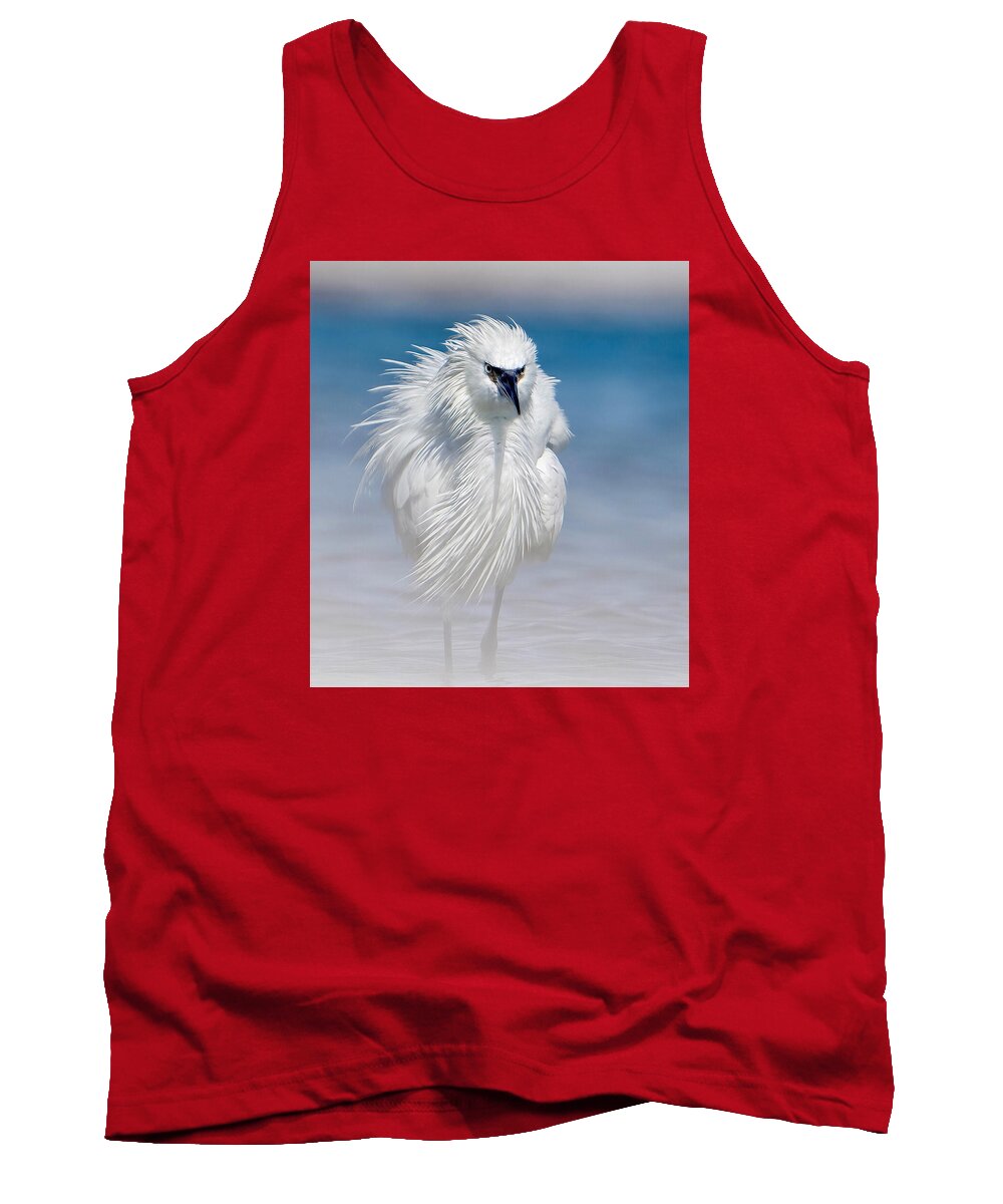 Elegant White Egret in Water - Tank Top