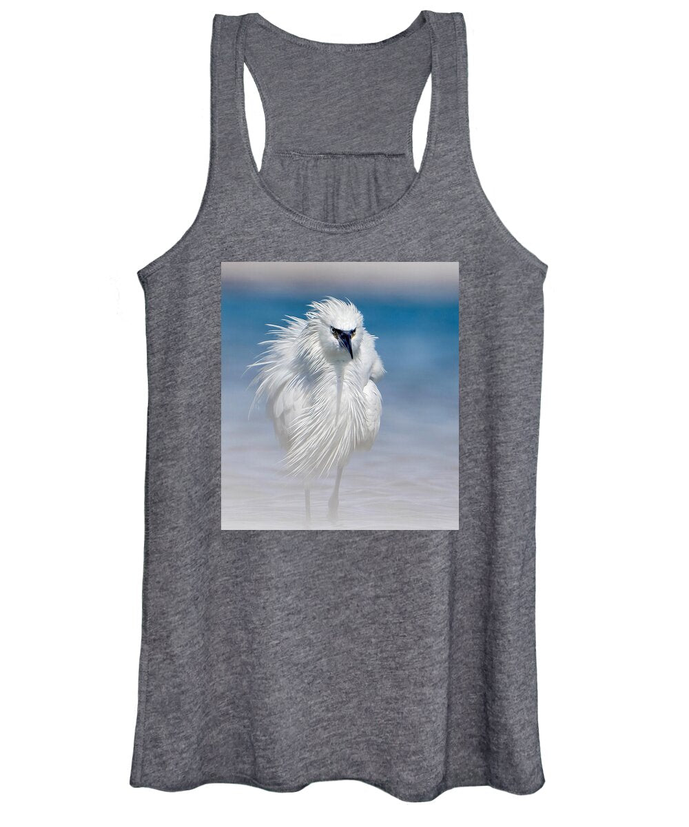 Elegant White Egret in Water - Women's Tank Top