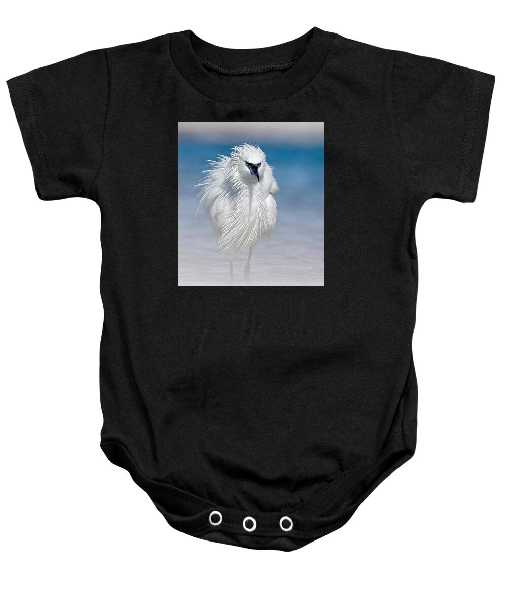 Elegant White Egret in Water - Baby One-Piece