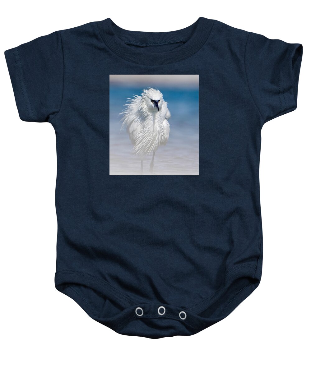Elegant White Egret in Water - Baby One-Piece