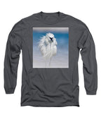 Elegant White Egret in Water - Long Sleeve T-Shirt