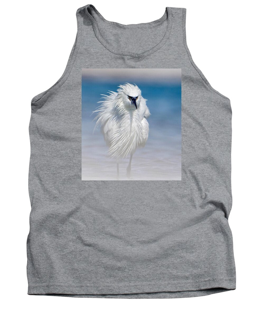 Elegant White Egret in Water - Tank Top