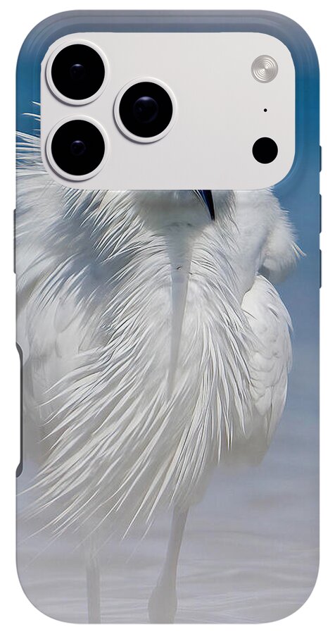 Elegant White Egret in Water - Phone Case