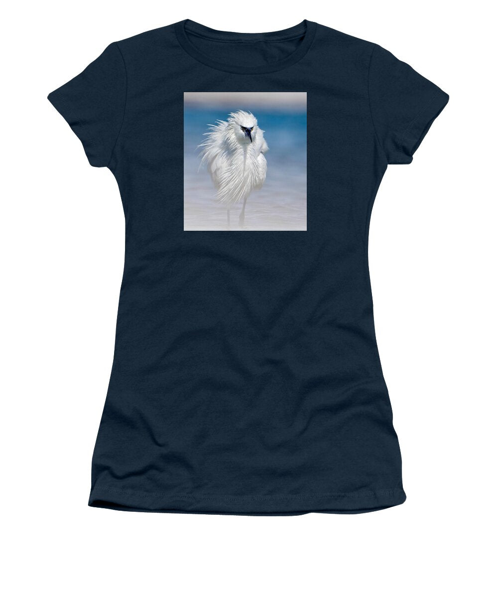 Elegant White Egret in Water - Women's T-Shirt