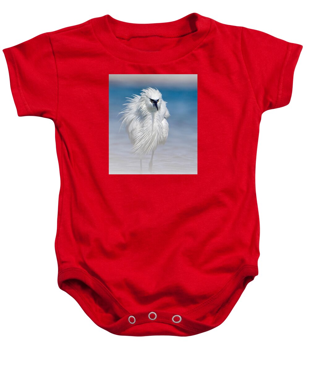 Elegant White Egret in Water - Baby One-Piece