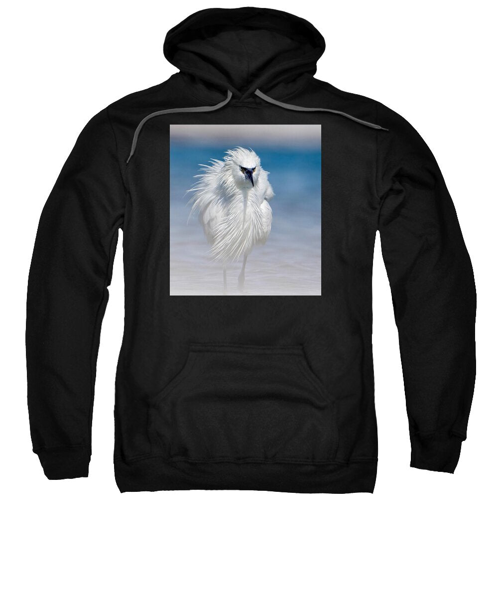 Elegant White Egret in Water - Sweatshirt