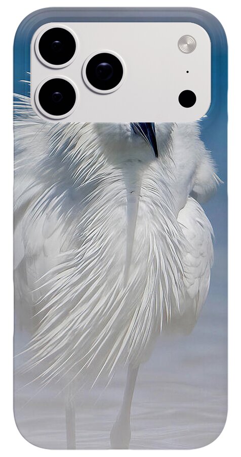 Elegant White Egret in Water - Phone Case