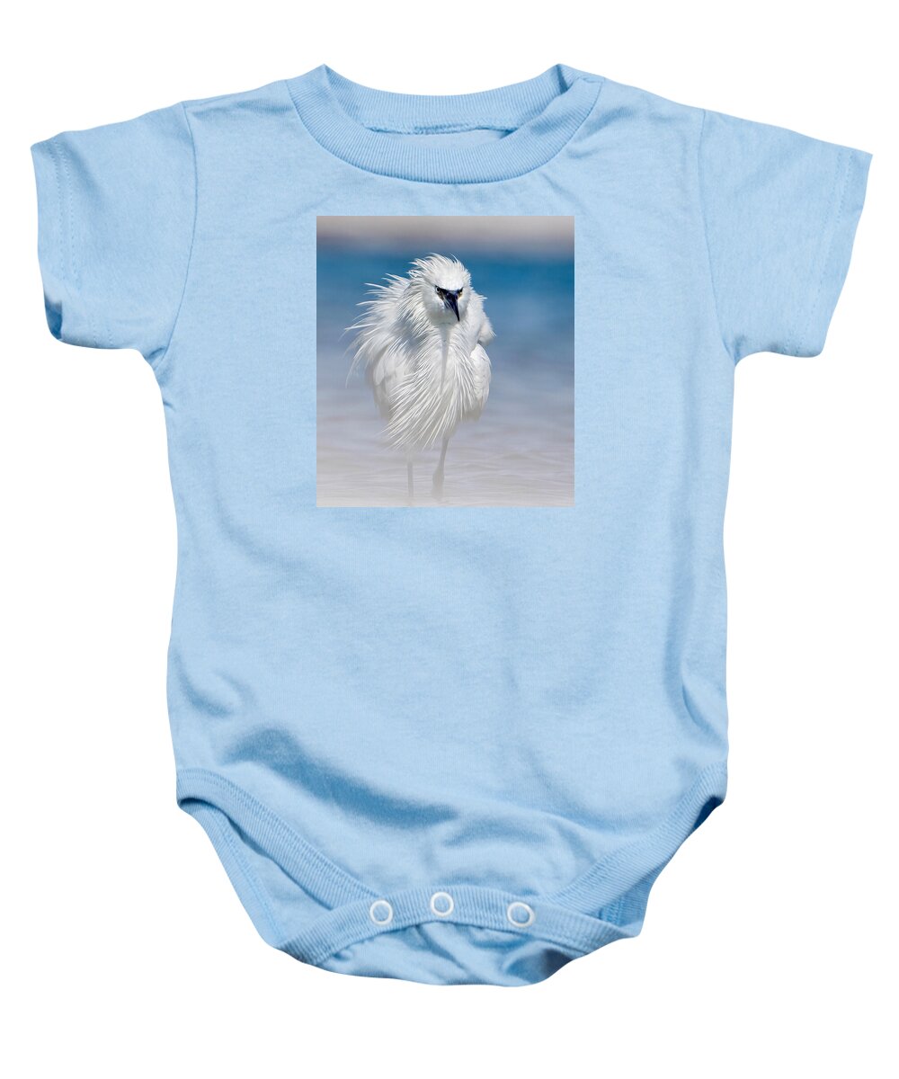 Elegant White Egret in Water - Baby One-Piece