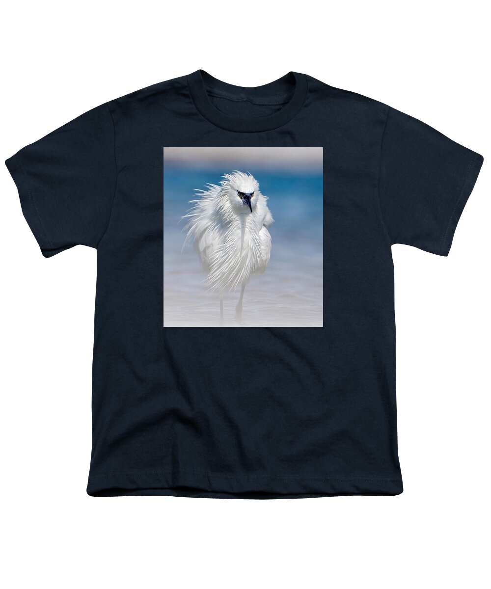 Elegant White Egret in Water - Youth T-Shirt