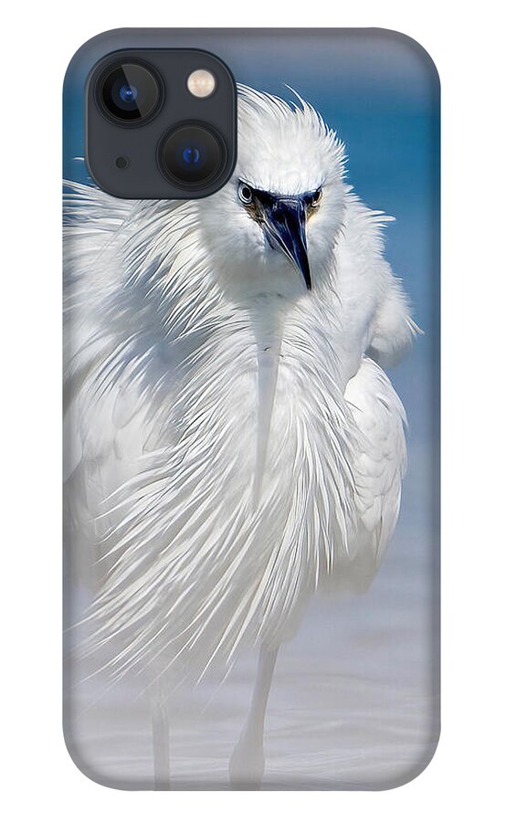Elegant White Egret in Water - Phone Case