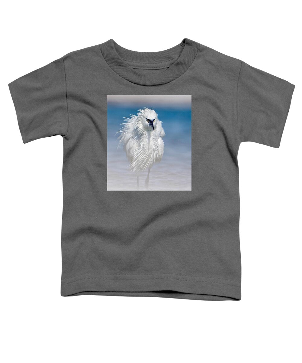 Elegant White Egret in Water - Toddler T-Shirt