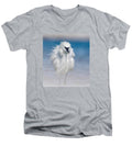 Elegant White Egret in Water - Men's V-Neck T-Shirt