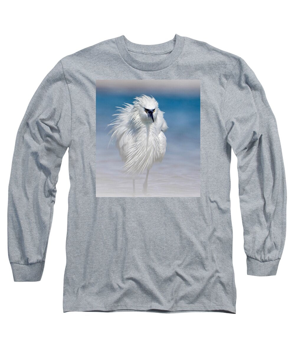 Elegant White Egret in Water - Long Sleeve T-Shirt