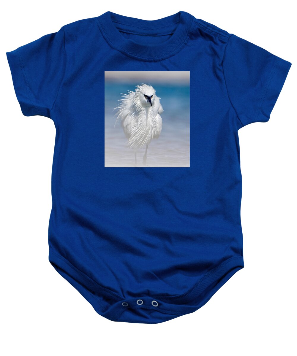 Elegant White Egret in Water - Baby One-Piece