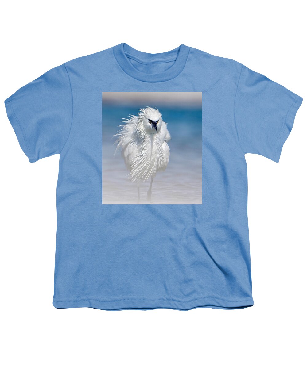 Elegant White Egret in Water - Youth T-Shirt