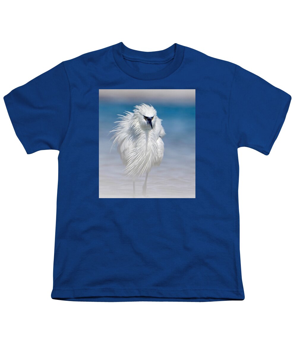 Elegant White Egret in Water - Youth T-Shirt