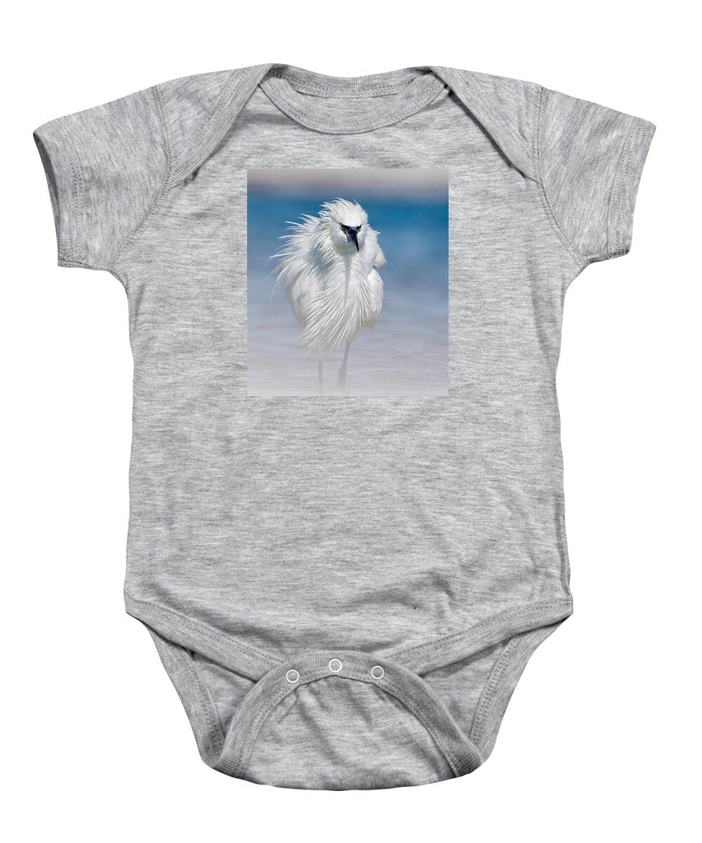 Elegant White Egret in Water - Baby One-Piece