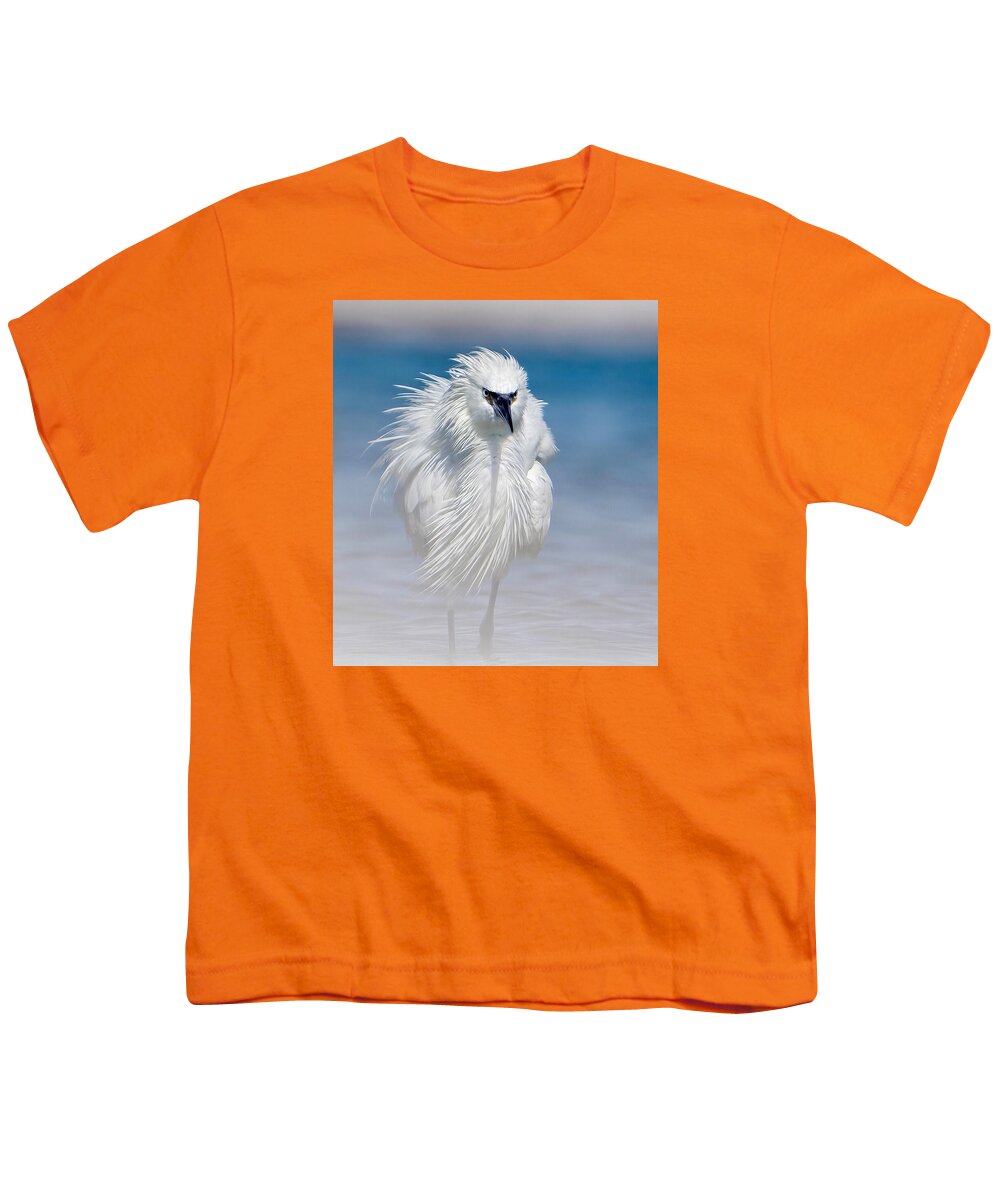 Elegant White Egret in Water - Youth T-Shirt