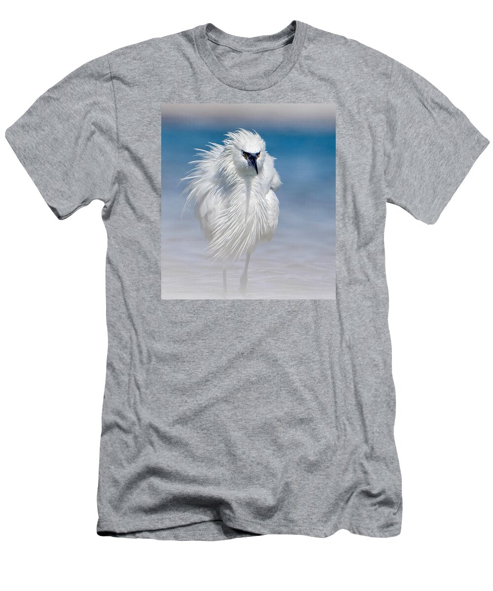 Elegant White Egret in Water - T-Shirt