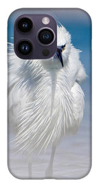 Elegant White Egret in Water - Phone Case