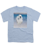 Elegant White Egret in Water - Youth T-Shirt