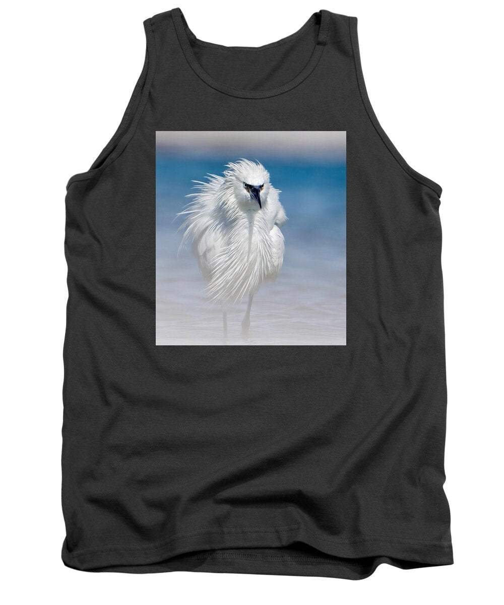 Elegant White Egret in Water - Tank Top