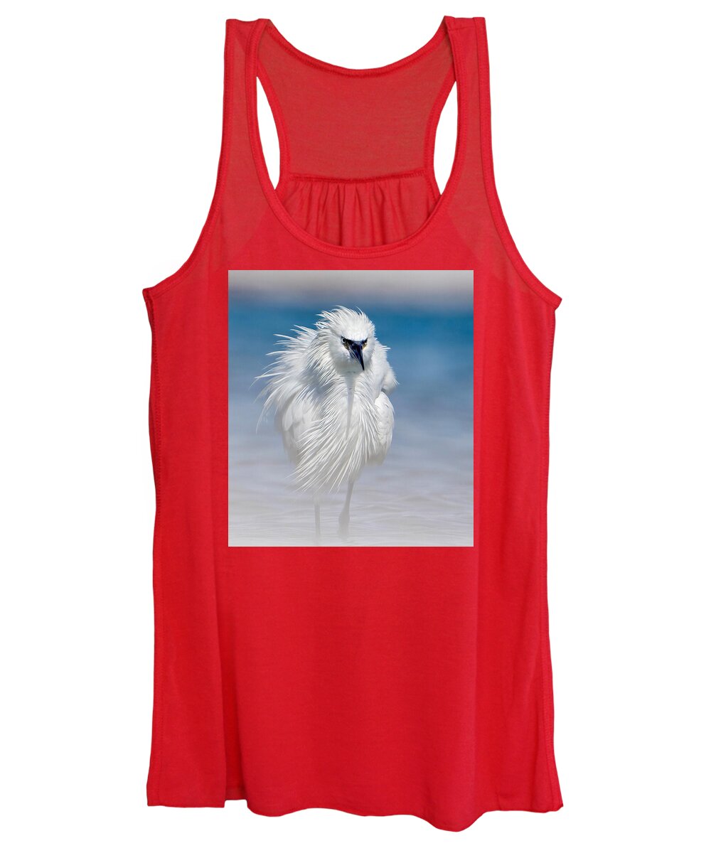Elegant White Egret in Water - Women's Tank Top