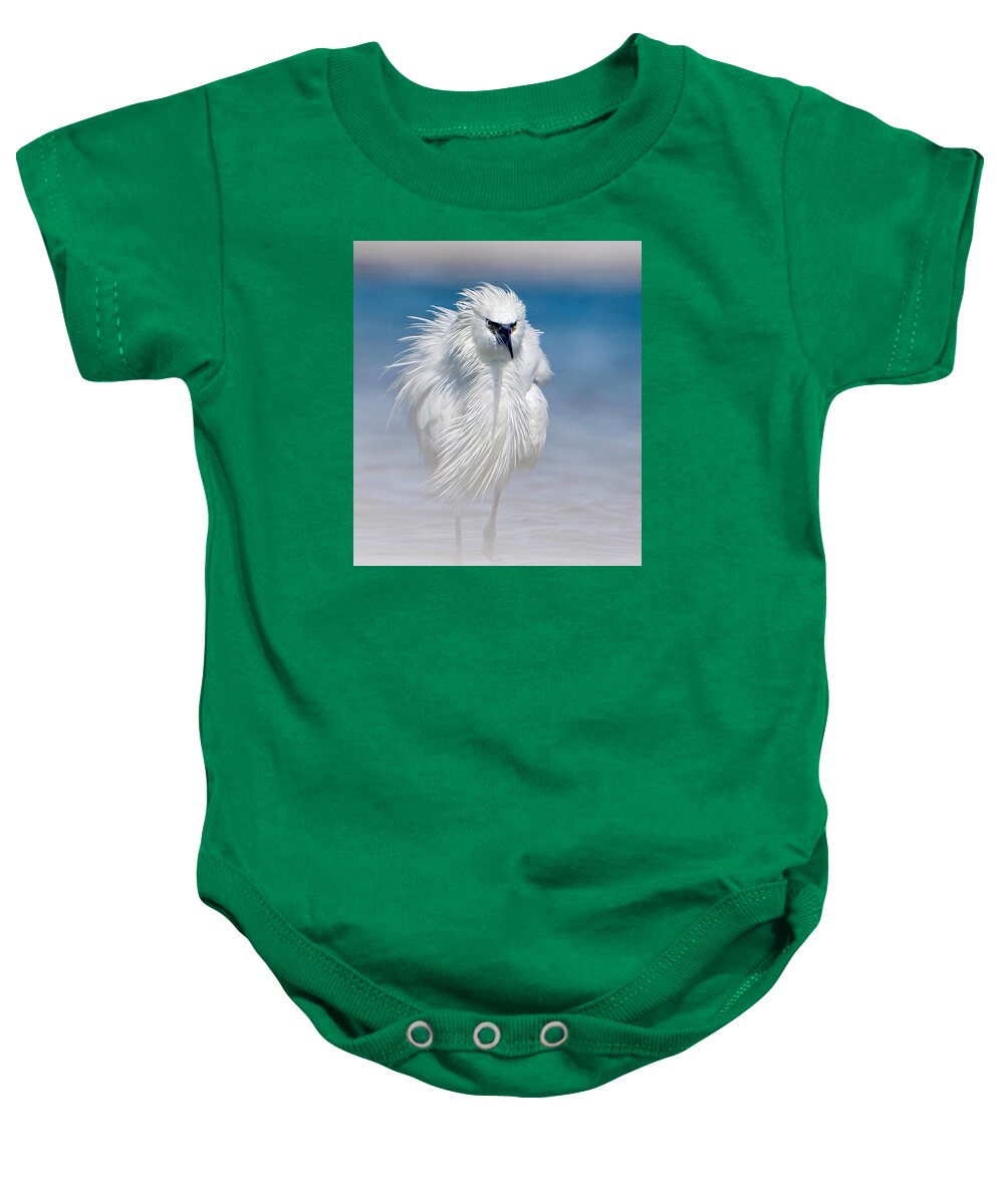 Elegant White Egret in Water - Baby One-Piece