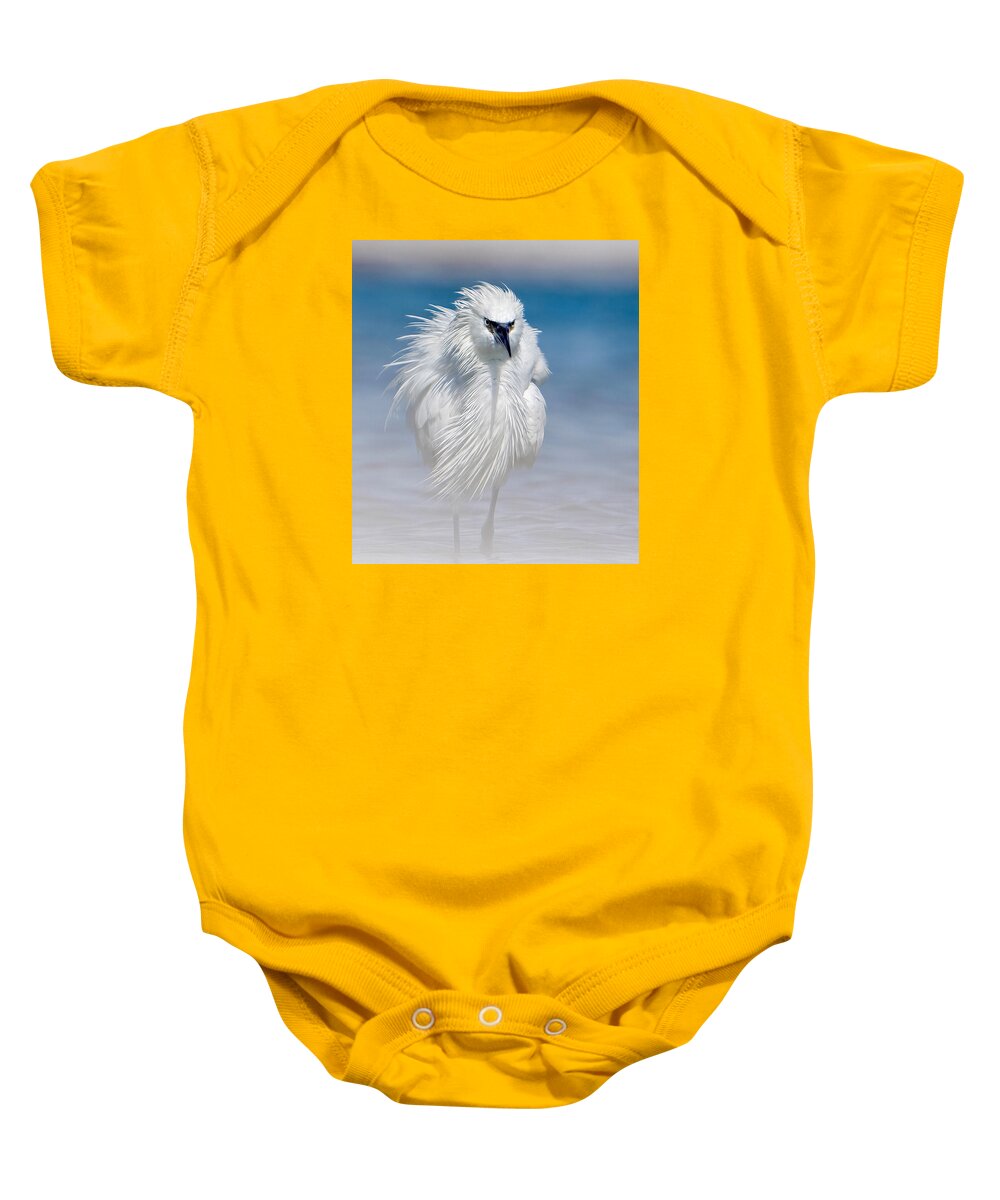 Elegant White Egret in Water - Baby One-Piece