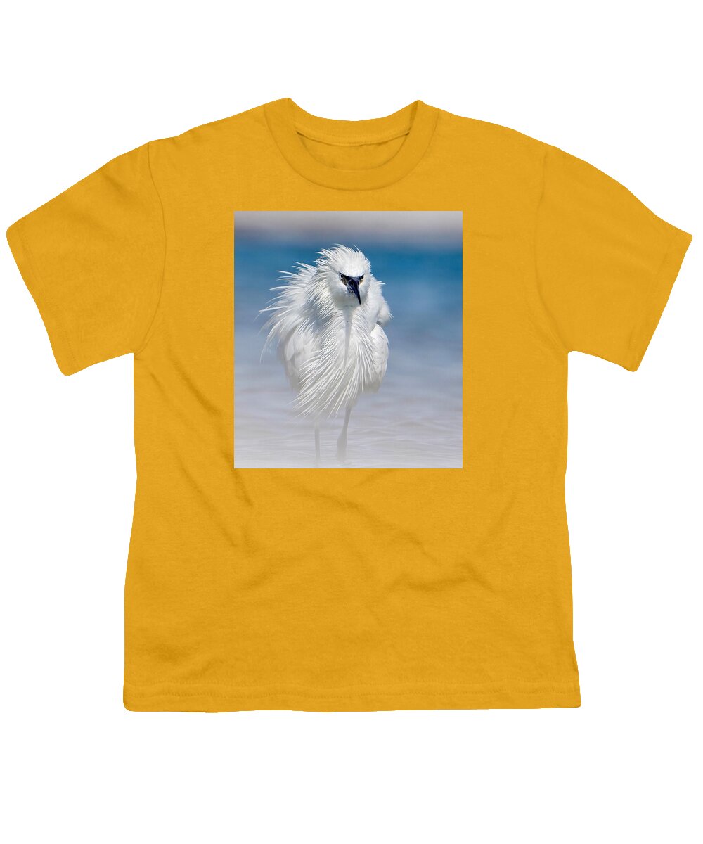 Elegant White Egret in Water - Youth T-Shirt