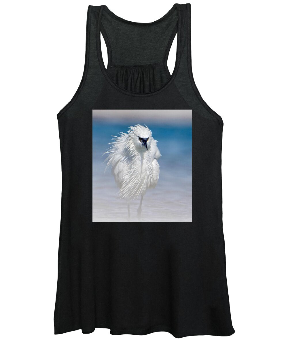 Elegant White Egret in Water - Women's Tank Top