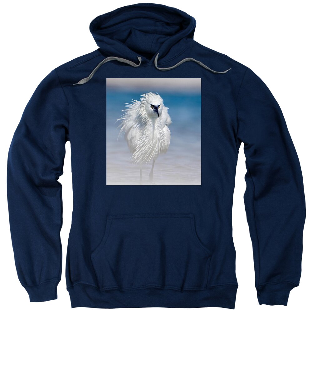 Elegant White Egret in Water - Sweatshirt