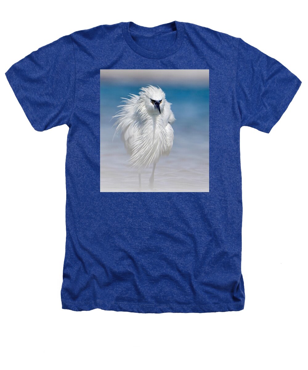 Elegant White Egret in Water - Heathers T-Shirt
