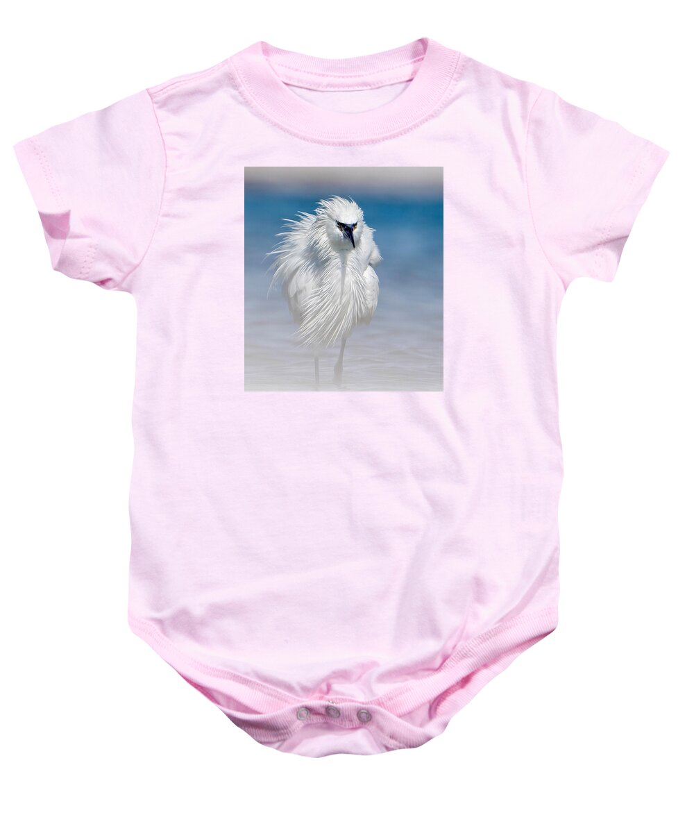 Elegant White Egret in Water - Baby One-Piece